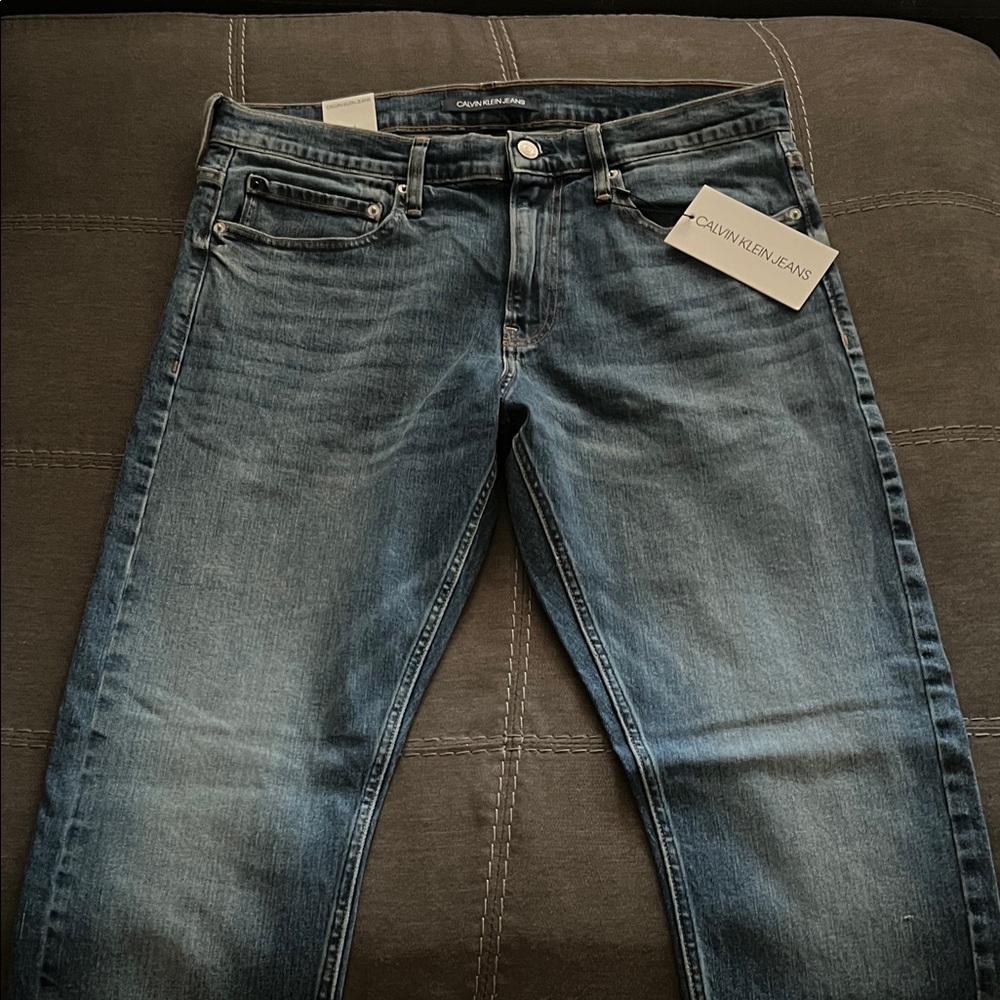 Calvin Klein Men's Dark Blue Slim Straight Jeans